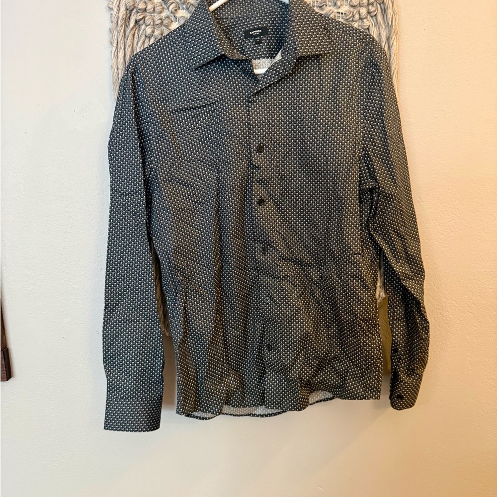 Express Men's Dark Patterned Shirt Jacket